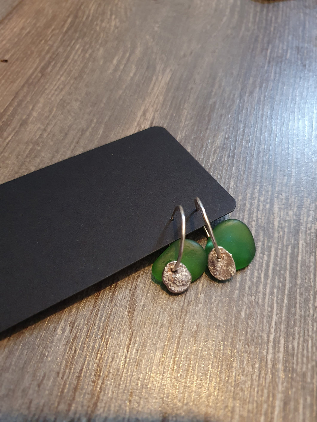 Beach Glass - Statement Green Hoop Earrings