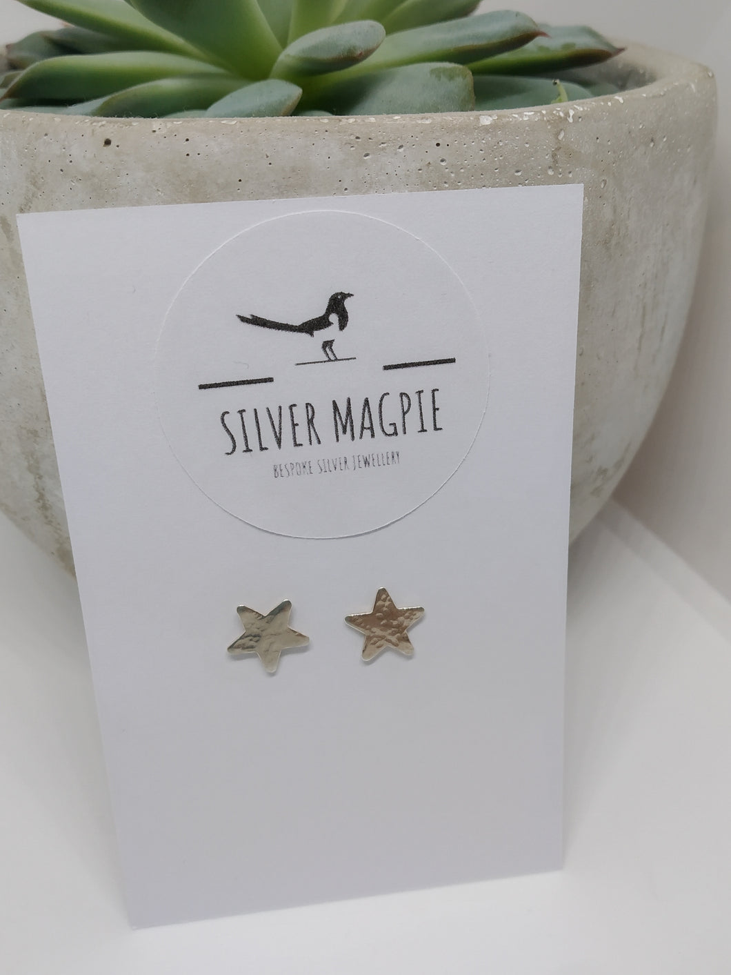 Earrings - Small Hammered Star Studs