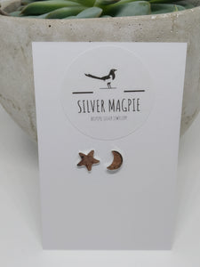 Earrings - Star and Moon Odd Studs