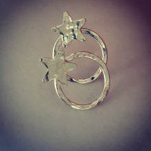 Load image into Gallery viewer, Earrings - Small Hammered Star and Hoop Studs
