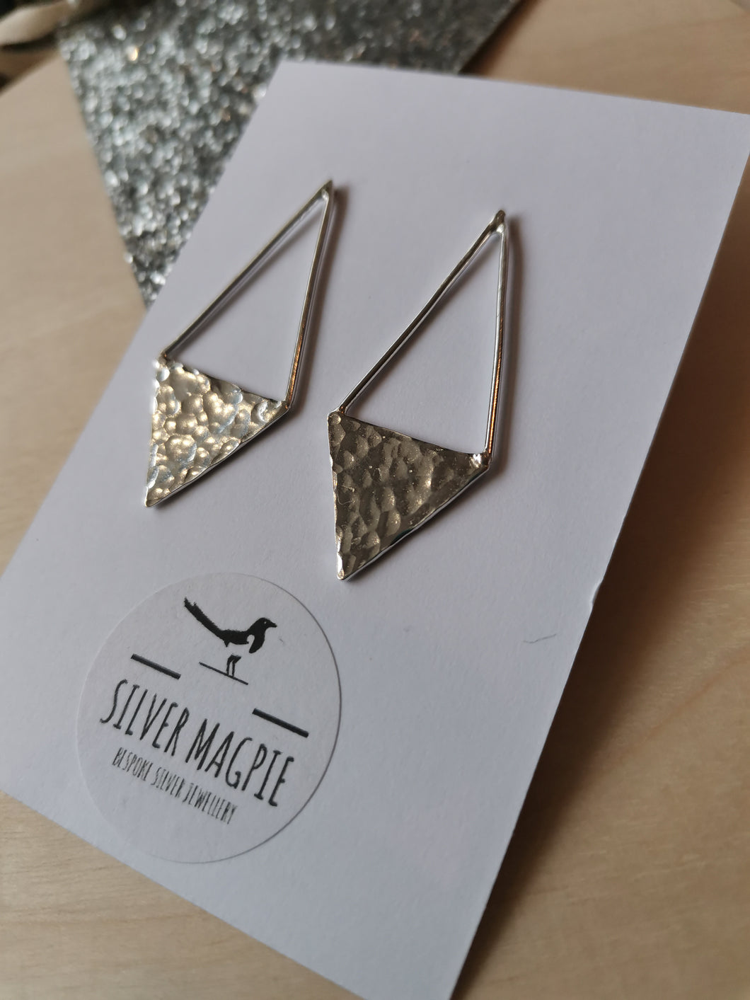 Earrings - Geometric Hammered Triangular Drop Earrings