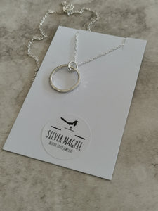 Necklace - Small Hammered Hollow Circle Pendant