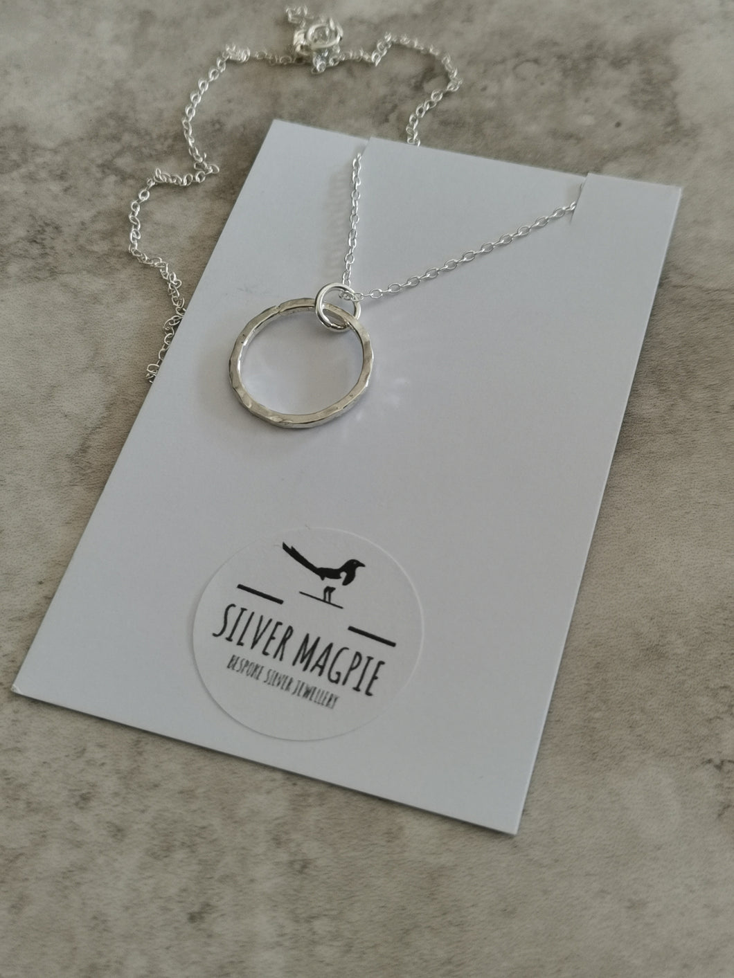 Necklace - Small Hammered Hollow Circle Pendant
