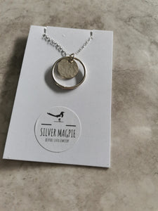 Necklace - Hammered Disc with Polished Hoop Necklace