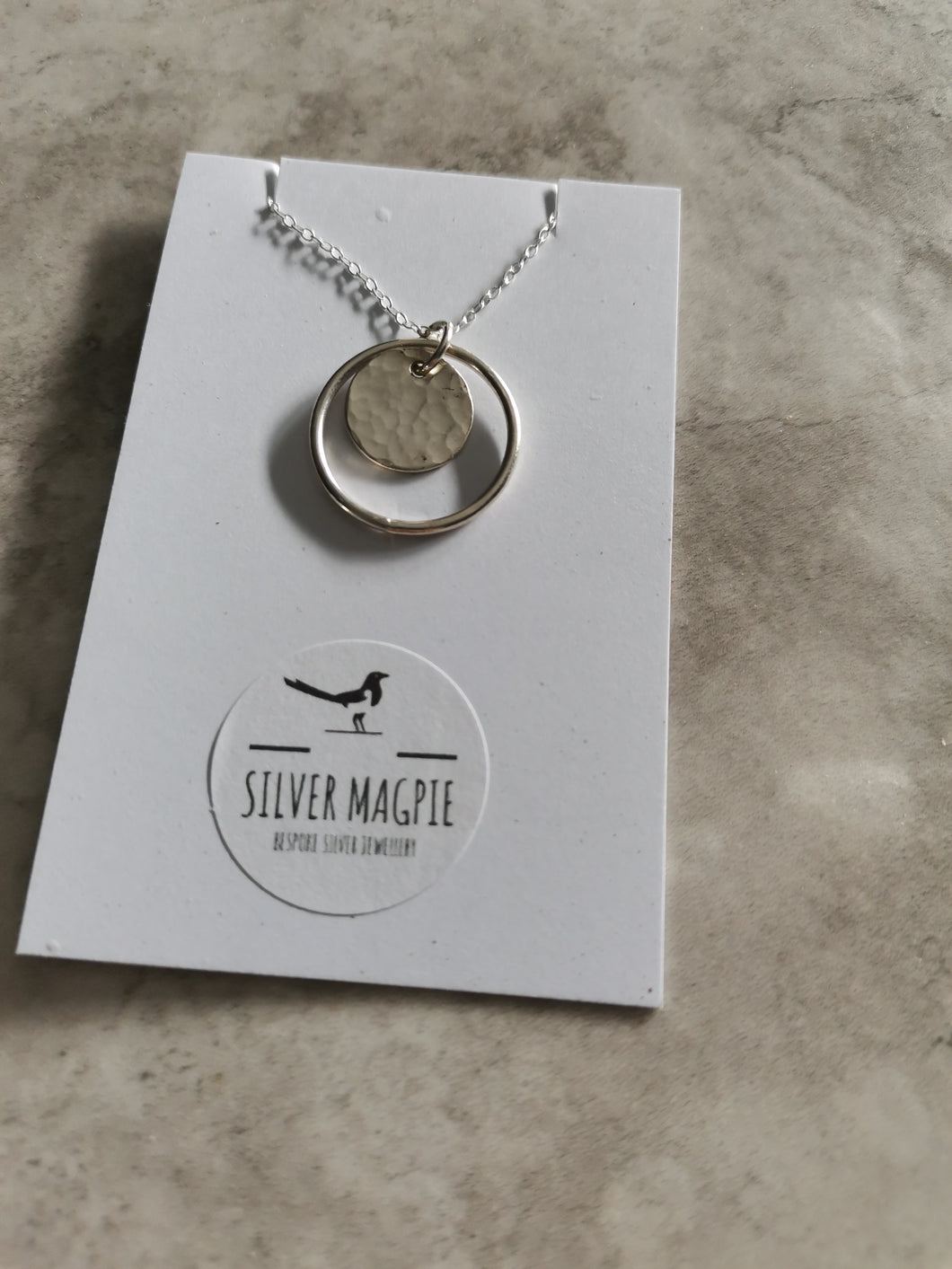 Necklace - Hammered Disc with Polished Hoop Necklace