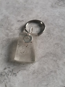 Memory Range - Rectangular Epoxy Resin Keyring with Sterling Silver Disc