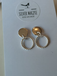 Earrings - Beaded Hoops with Polished Disc Drop Earrings