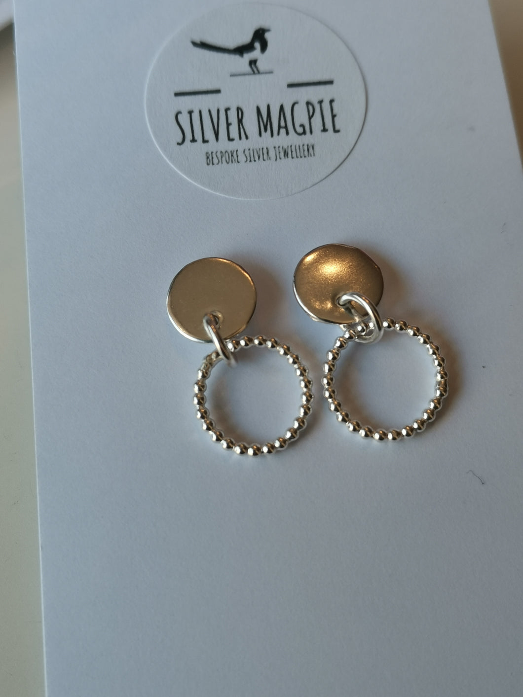 Earrings - Beaded Hoops with Polished Disc Drop Earrings