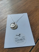 Load image into Gallery viewer, Necklace - Small Hammered Hollow Circle with a brushed silver disc
