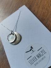 Load image into Gallery viewer, Necklace - Small Hammered Hollow Circle with a brushed silver disc
