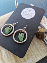 Load image into Gallery viewer, Beach Glass - Green Hoop Earrings
