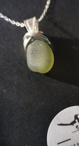 Beach Glass Medium Green Wired Pendant