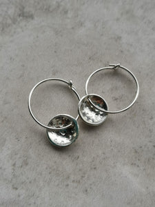 Earrings - Hammered Domed Disc Hoops