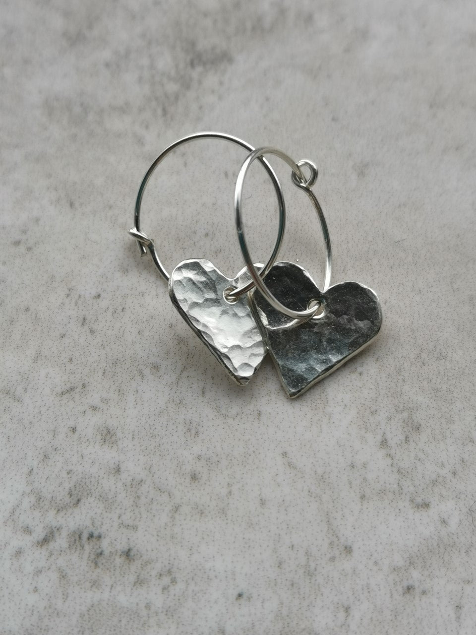 Earrings - Hammered Heart Hoops