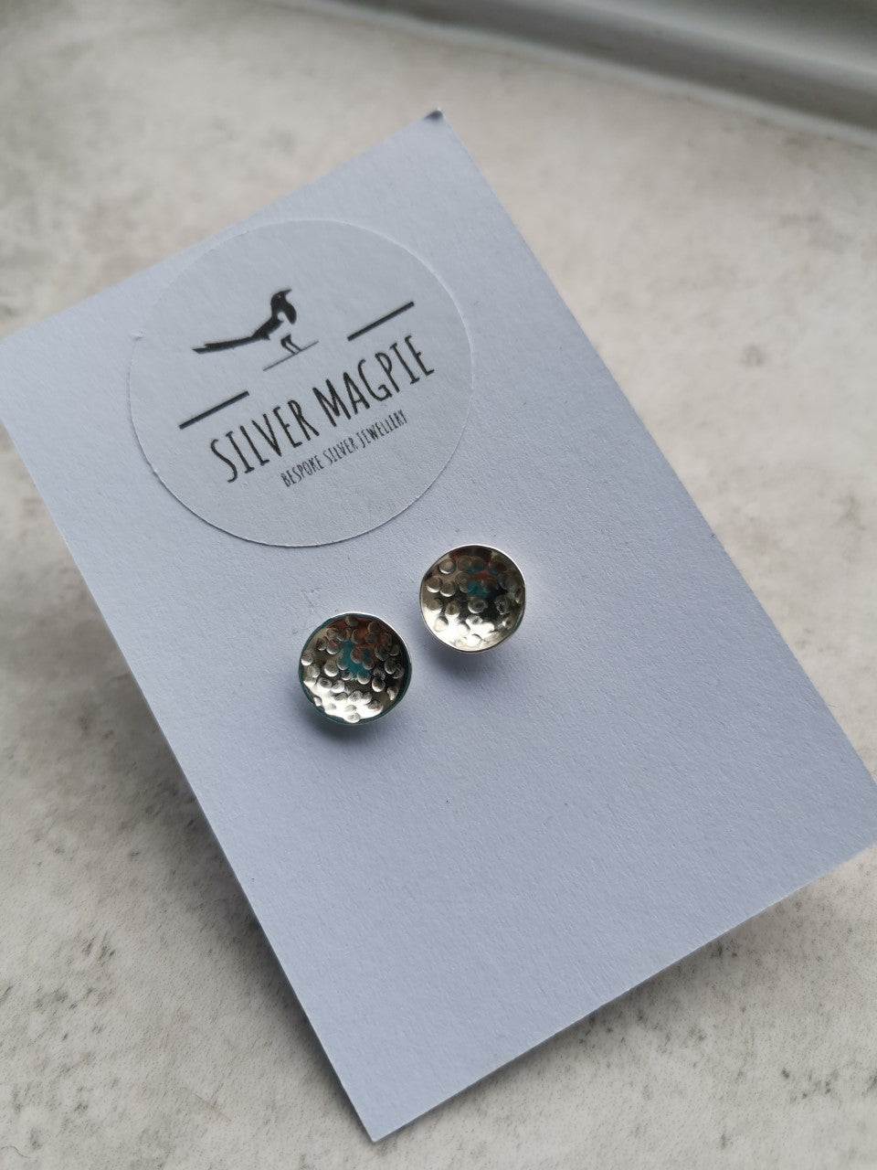 Earrings - Large Circular Domed Stippled Studs