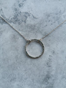 Necklace - Medium Hammered Hollow Circle