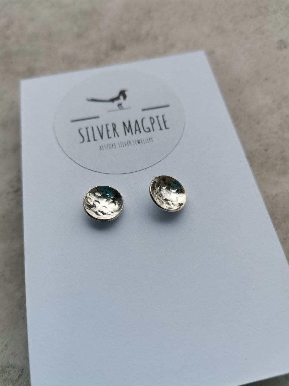 Earrings - Medium Circular Domed Stippled Studs