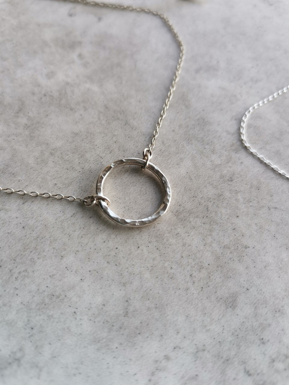 Necklace - Small Hammered Hollow Circle