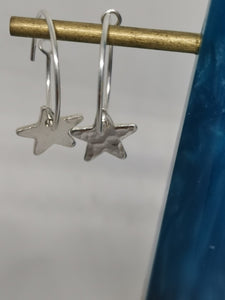 Earrings - Hammered Star Hoops