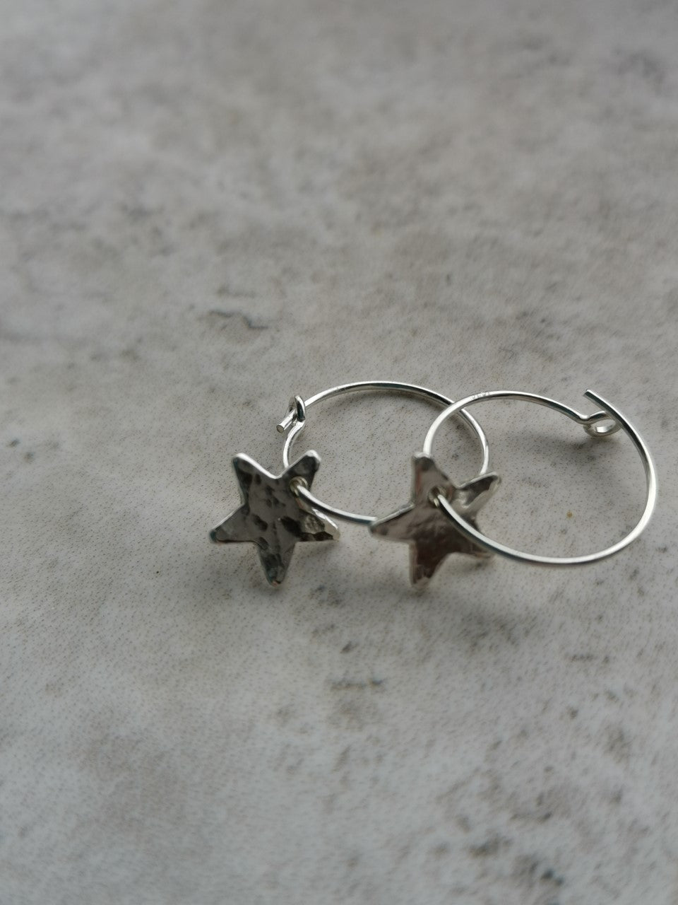 Earrings - Hammered Star Hoops