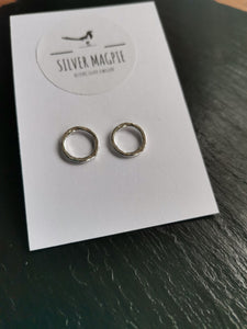 Earrings - Delicate Thin Hammered Hoop Studs - Small